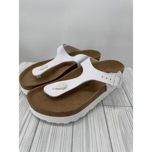 Papillio by Birkenstock Women's White Vegan Platform Gizeh Thong Sandals Sz 8/39